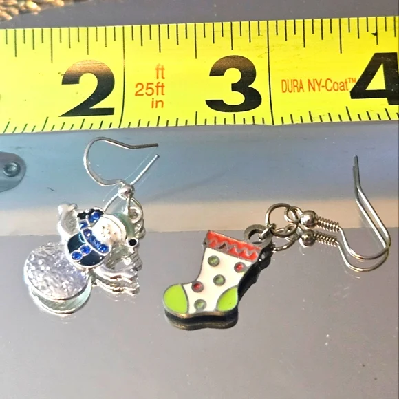 Retro Snowman And Christmas Stocking Holiday Earring Duo - Picture 4 of 5